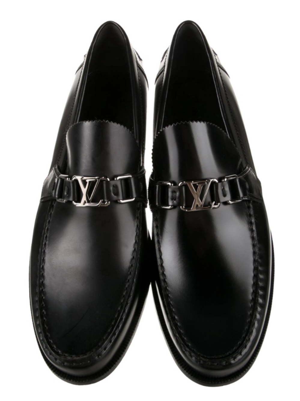 Authentic Louis Vuitton Men’s Black Leather Loafers Size 7